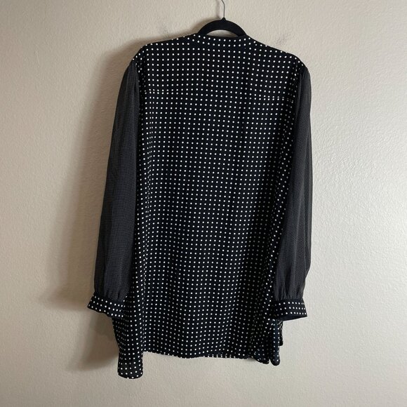 Anne Klein Womens Plus 3X Black White Polka Dot Tunic Blouse Long Sleeve Shirt - Picture 8 of 8